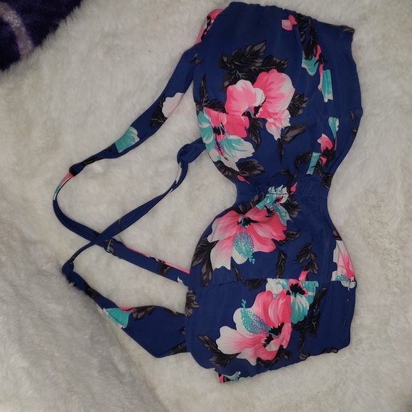 Seafolly Other - Seafolly bikini blue turquoise pink floral top bra